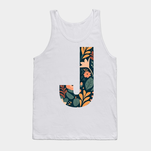 Whimsical Floral Letter J Tank Top by BotanicalWoe